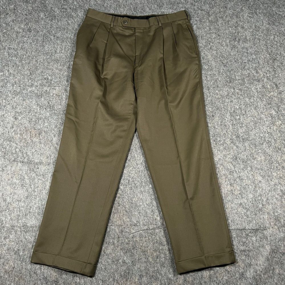 Jos. A. Bank Men's Dress Pants 36x31 Brown Pleated Front Straight Leg - Picture 1 of 7